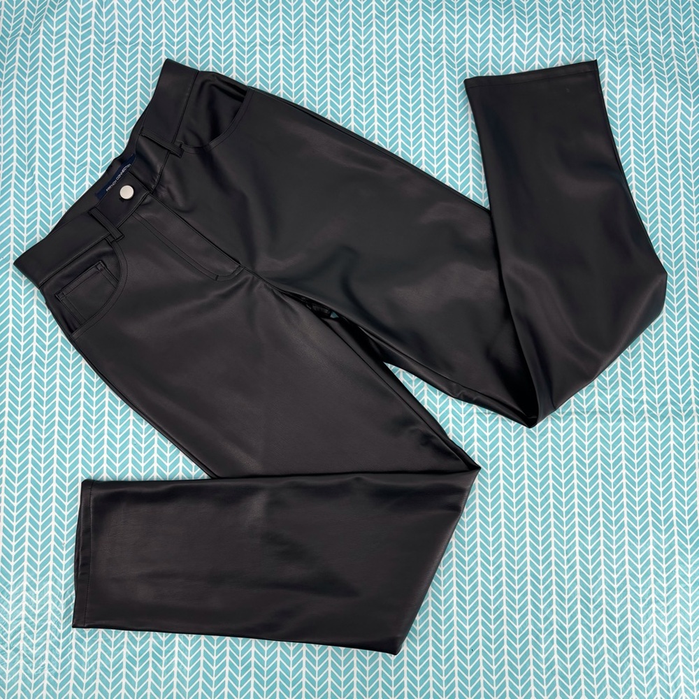French Connection NWT Etta Black Vegan High Rise Straight Leg Trousers, 2